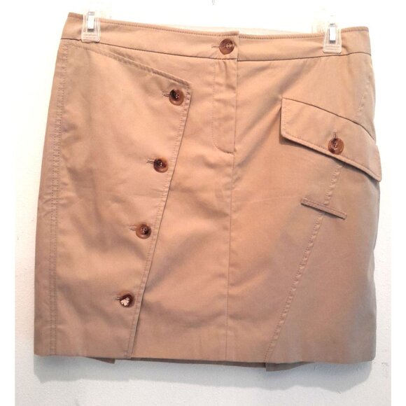 Burberry London Size 10 Designer Preppy Casual Utility Mini Skirt Tan Pockets - Picture 1 of 10